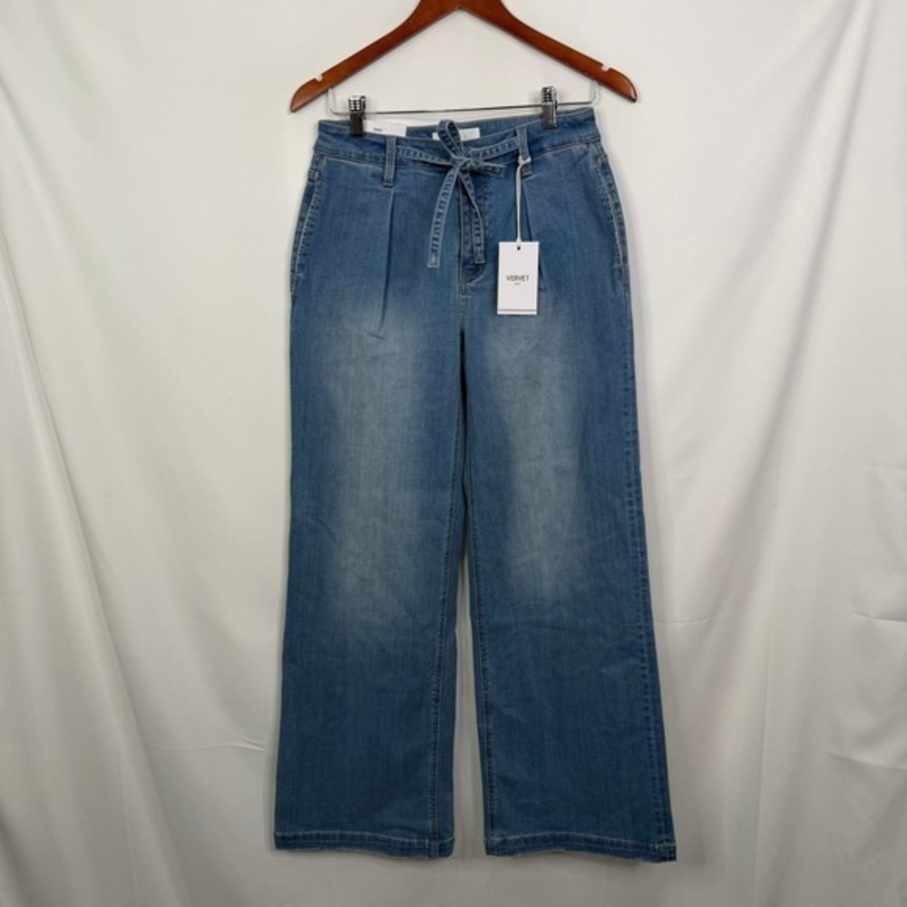 Wide Leg Paperbag Waist Jeans - Blue - Picture 3 of 9